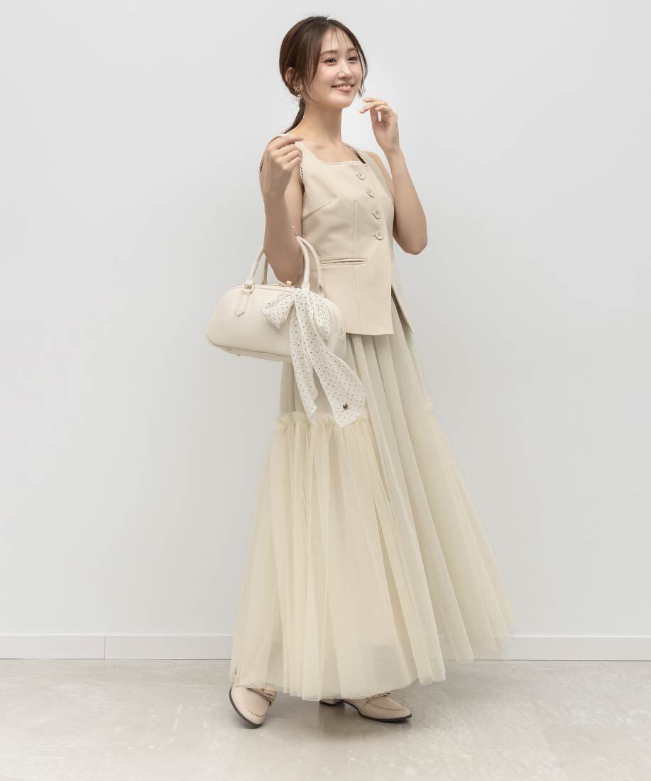  「2WAY スカーフ付きエンボスロゴボストンバッグ」|ハンドバッグ|