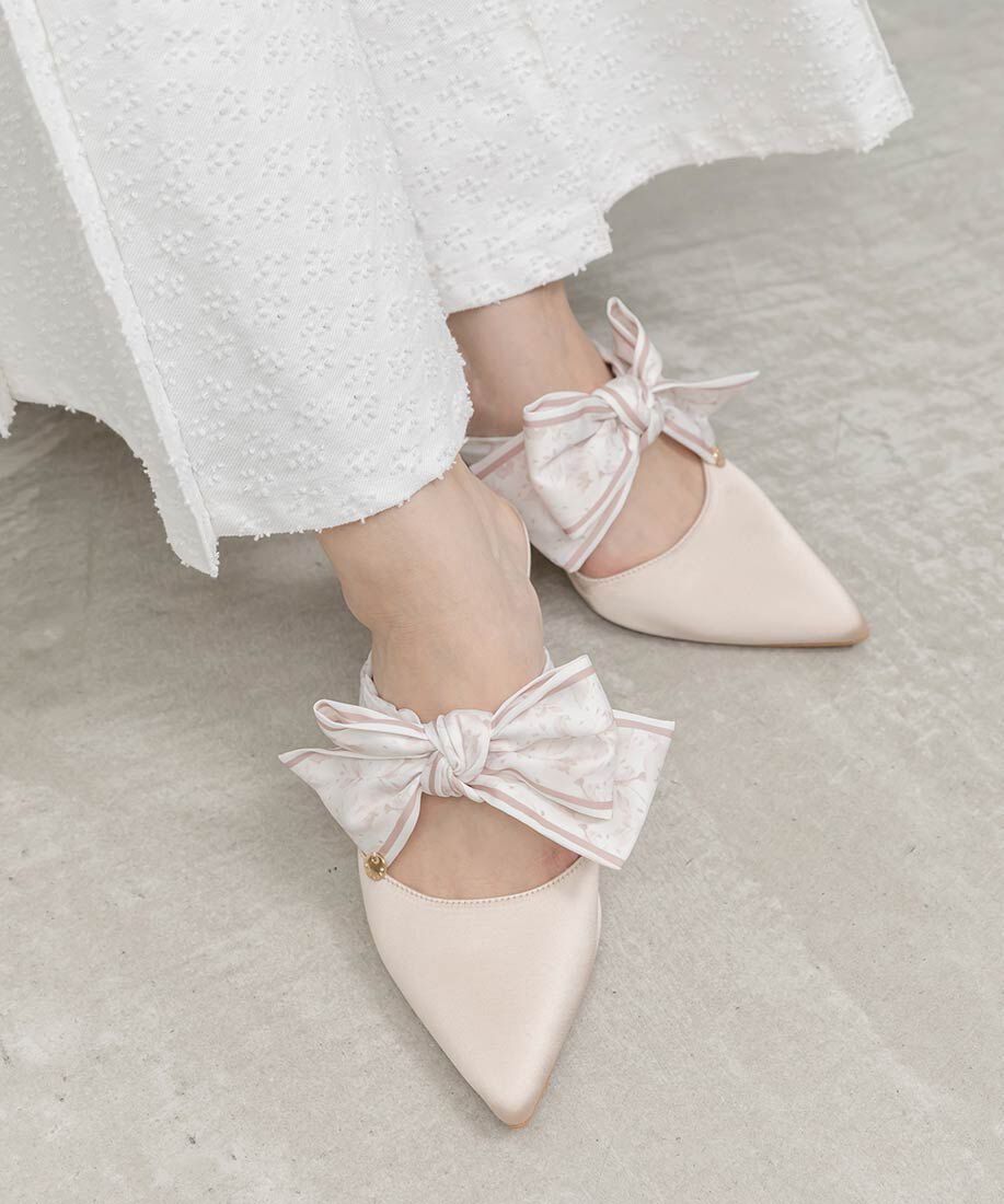  「スカーフリボンミュールパンプス」|パンプス|