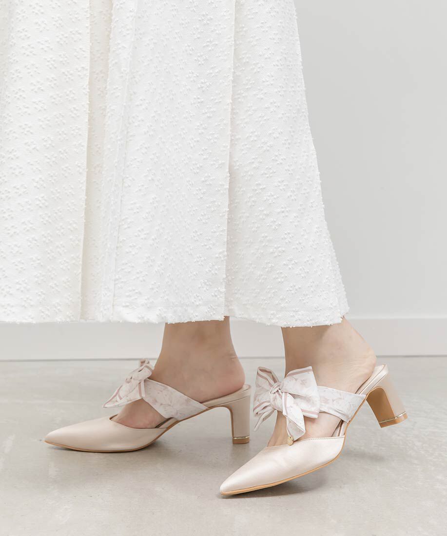  「スカーフリボンミュールパンプス」|パンプス|