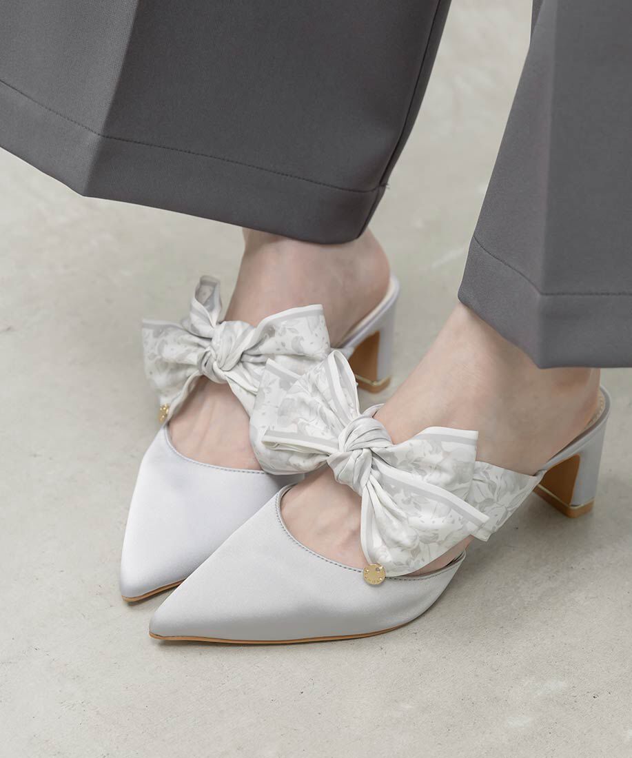  「スカーフリボンミュールパンプス」|パンプス|