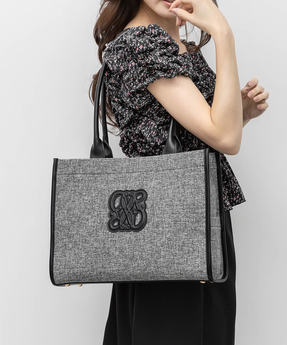  「【A4対応】モノグラムデザイントートバッグ」|トートバッグ|ブラック