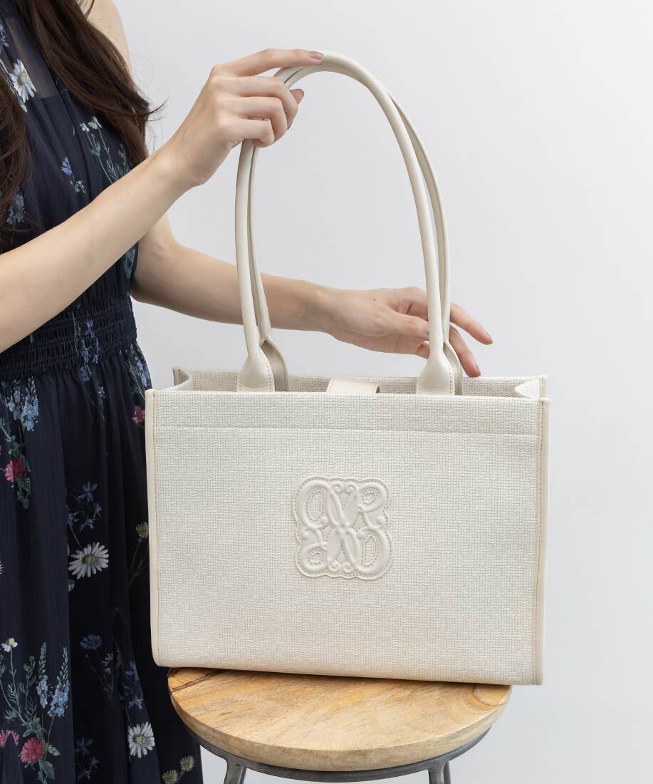 「【A4対応】モノグラムデザイントートバッグ」|トートバッグ|アイボリー