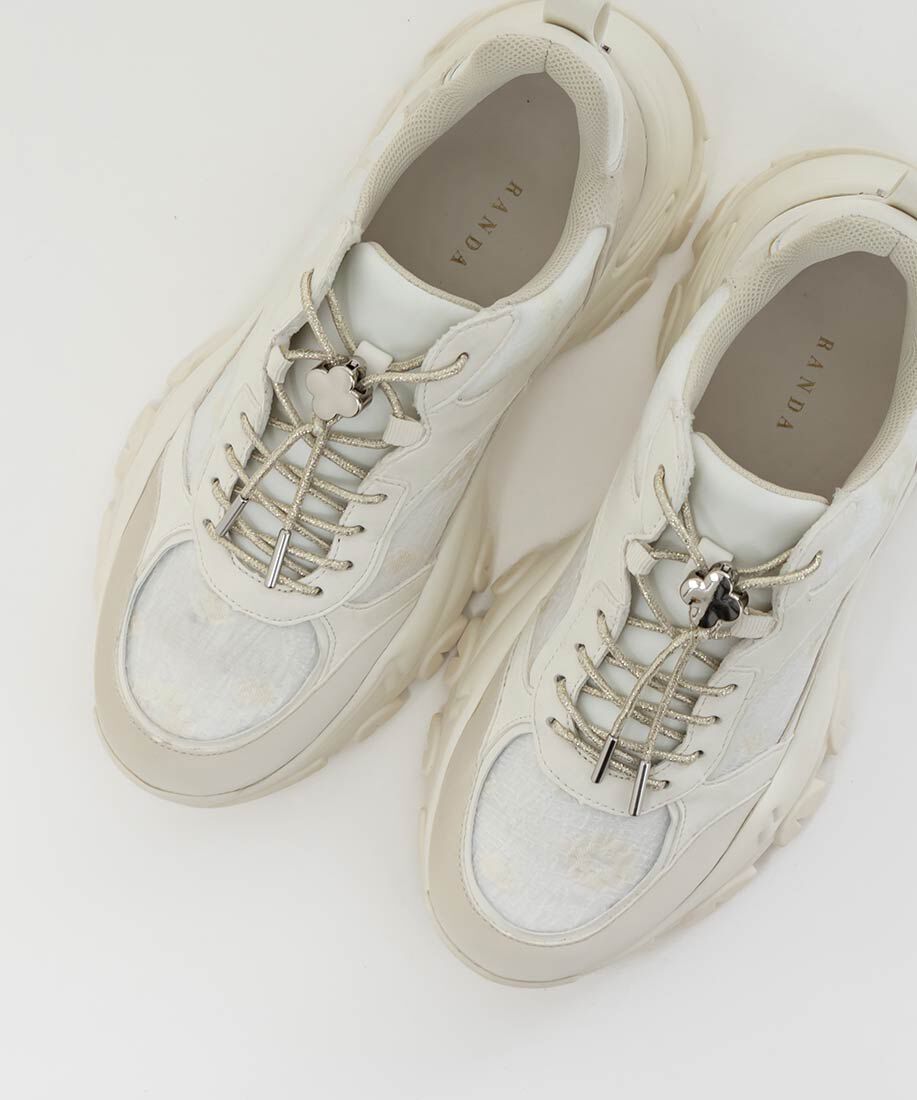  「フラワーパーツドローコードスニーカー」|スニーカー|