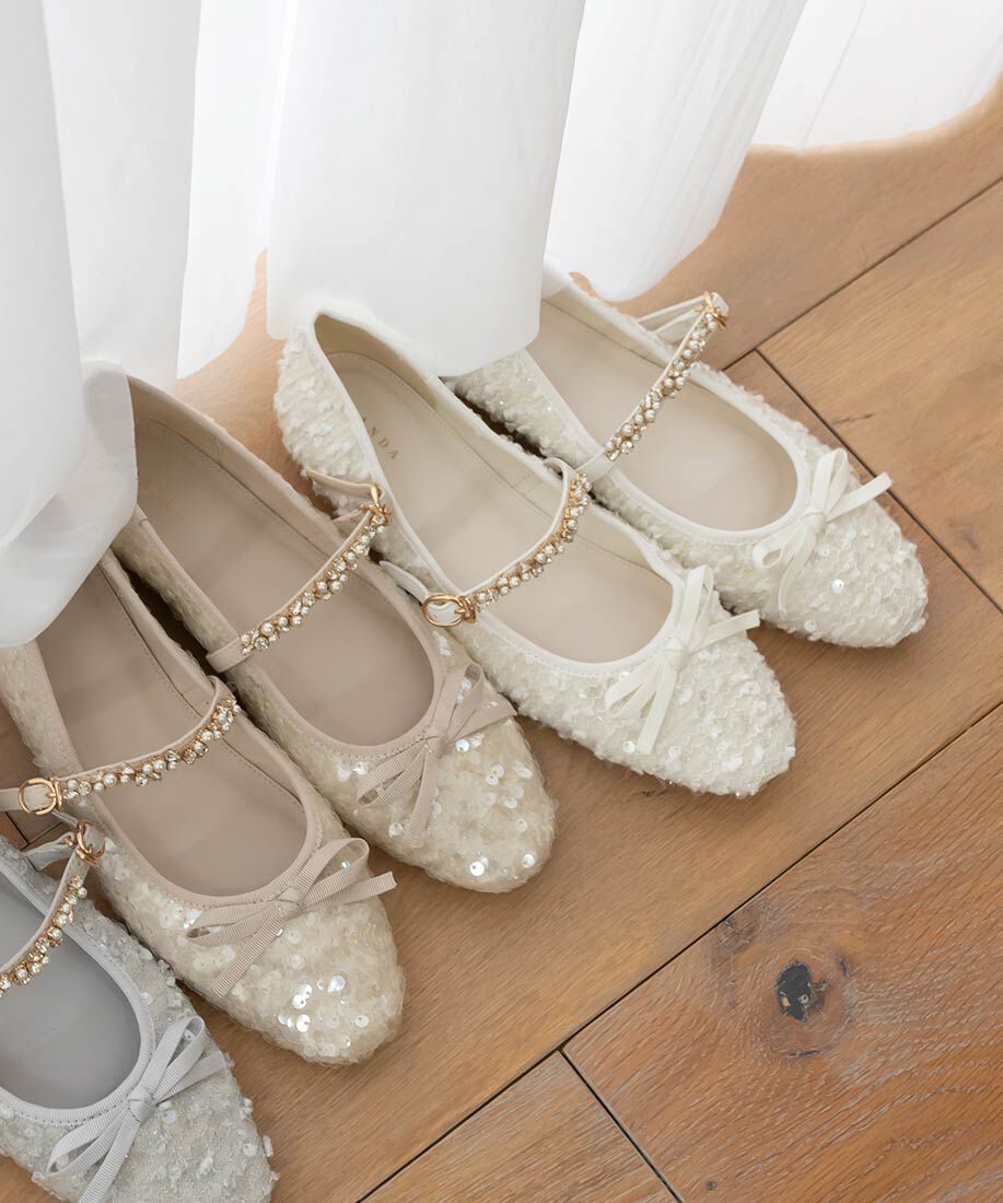  「ビジューストラップバレエシューズ」|パンプス|