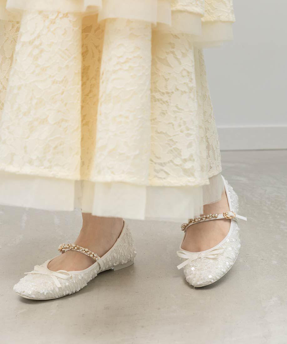  「ビジューストラップバレエシューズ」|パンプス|