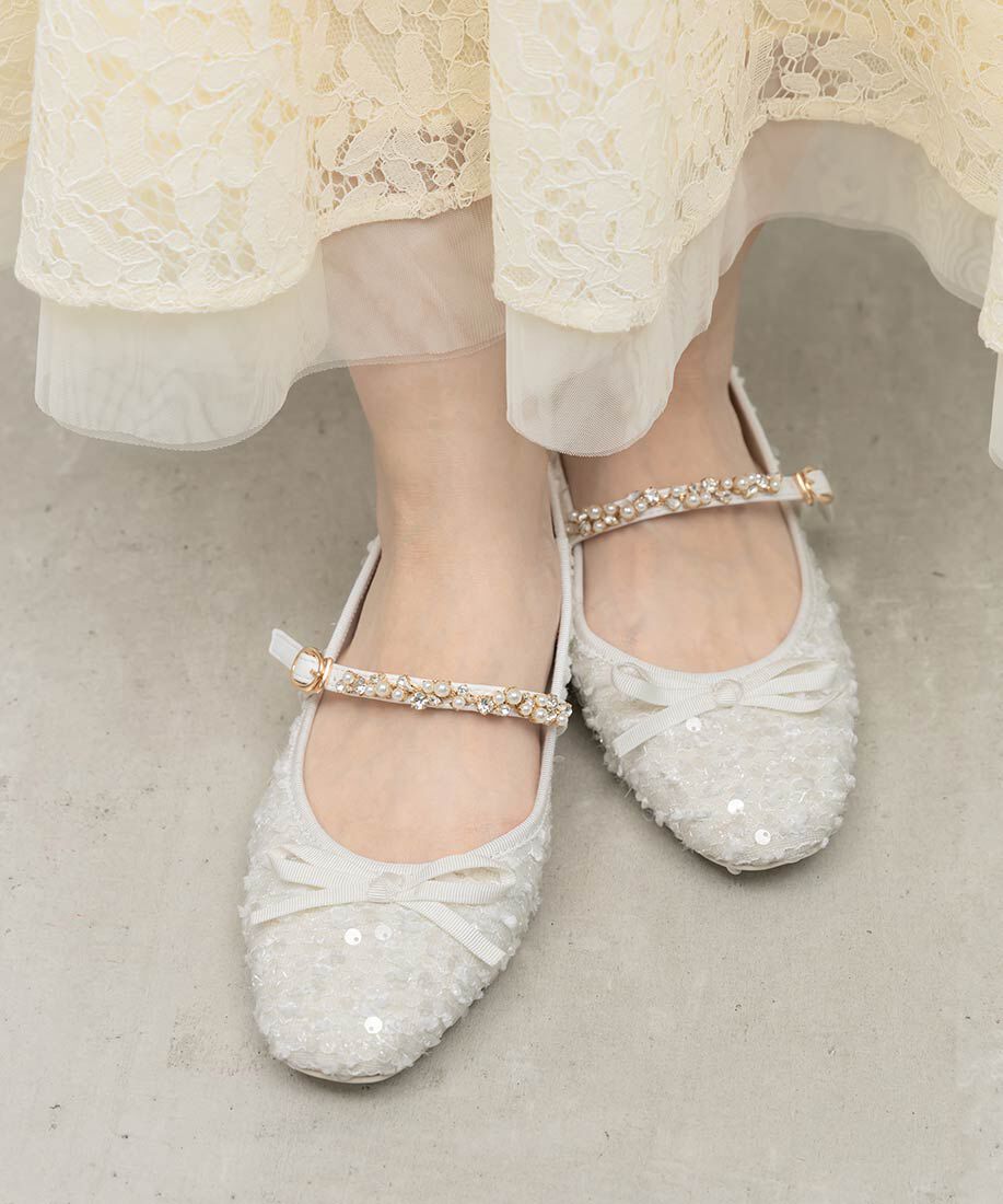  「ビジューストラップバレエシューズ」|パンプス|
