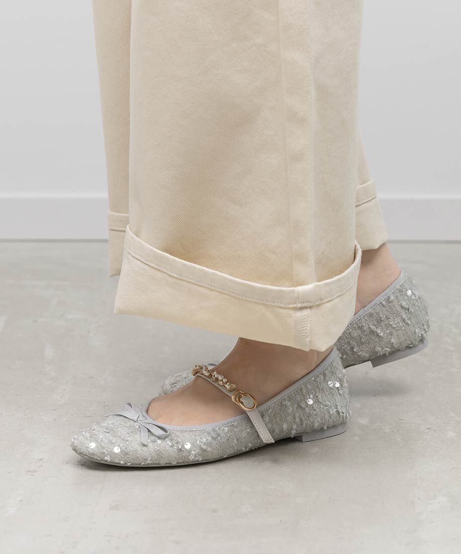  「ビジューストラップバレエシューズ」|パンプス|