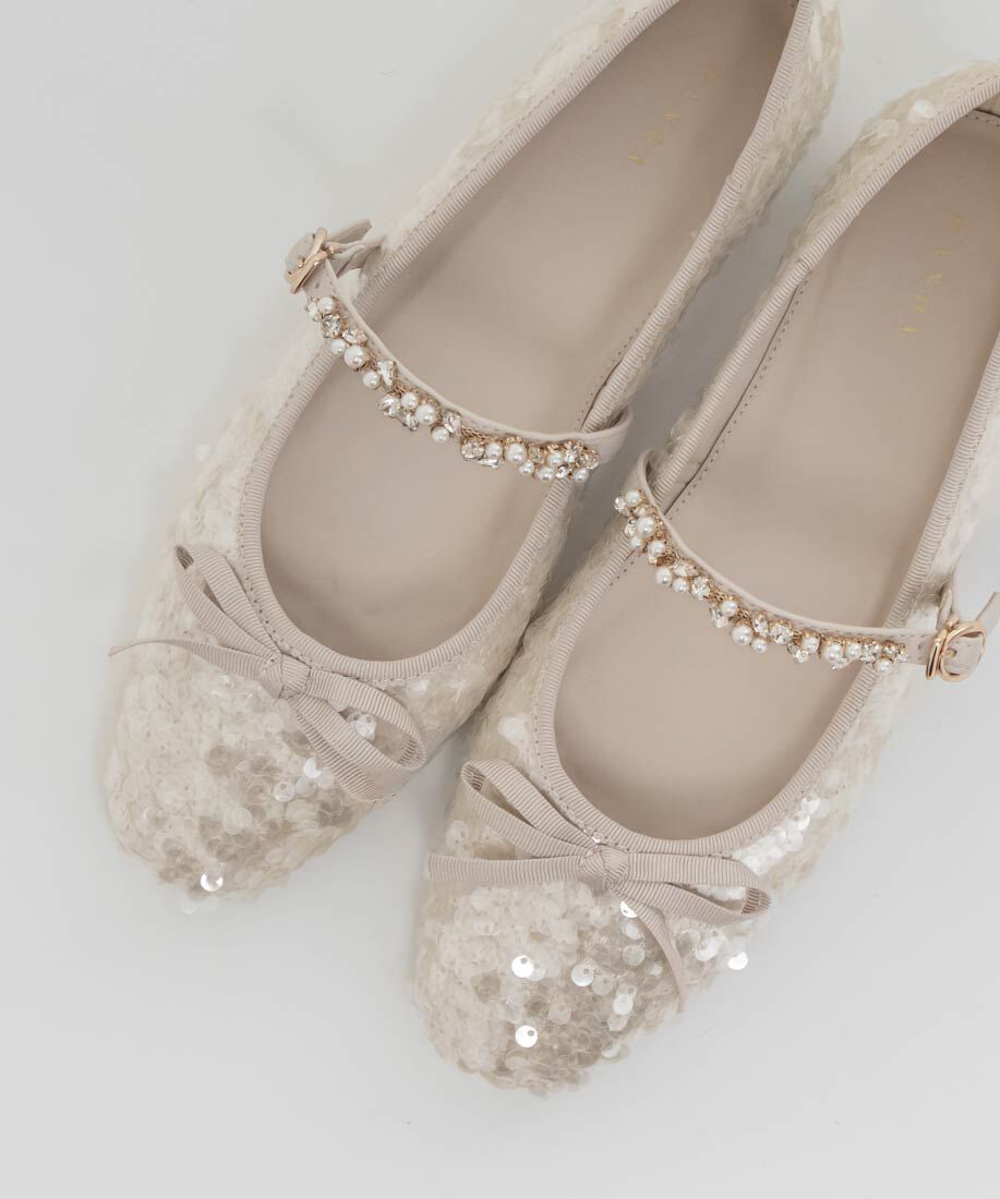  「ビジューストラップバレエシューズ」|パンプス|