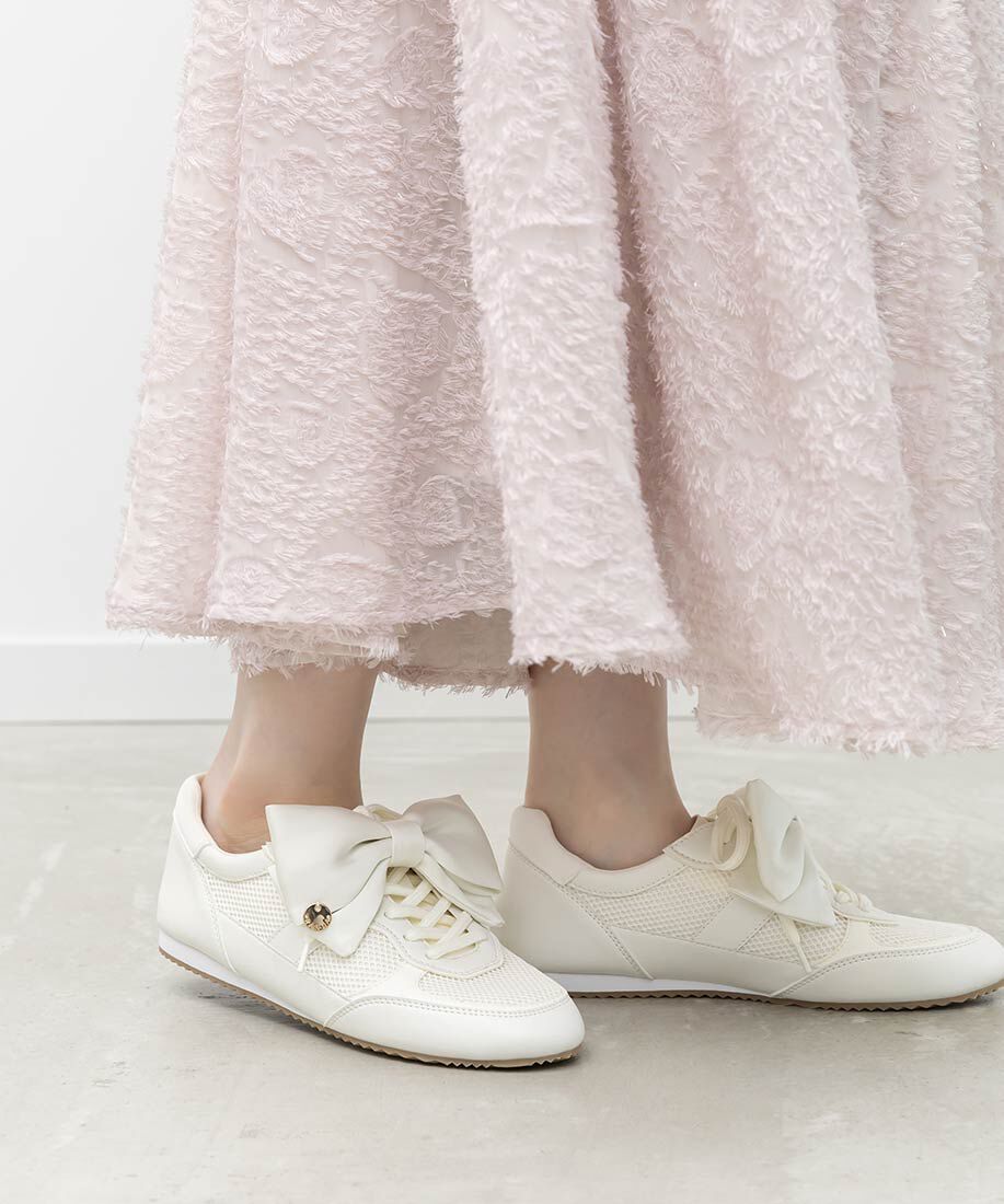  「2WAY サテンリボンロープロファイルスニーカー」|スニーカー|アイボリー