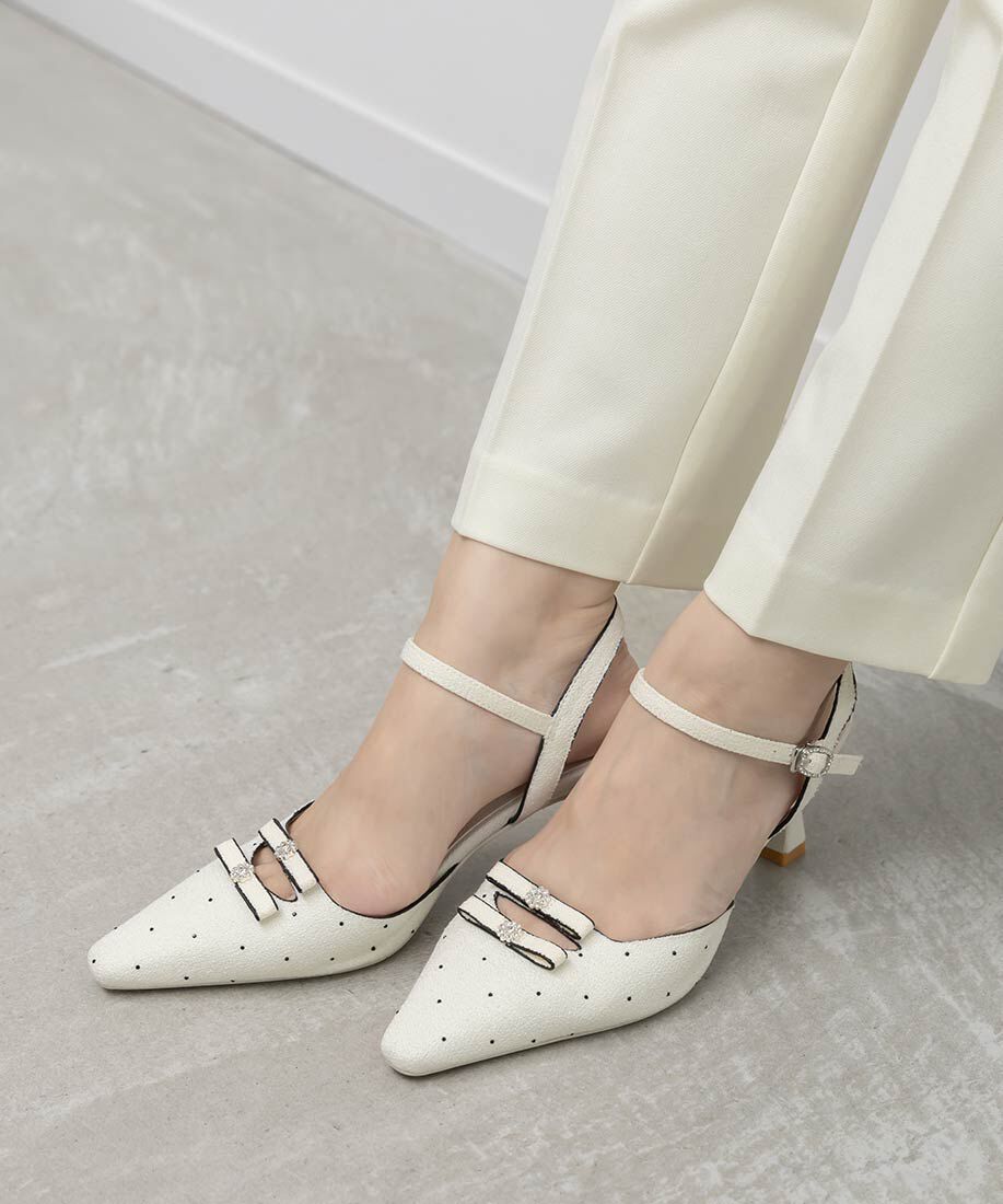  「ミニリボンアンクルストラップパンプス」|パンプス|