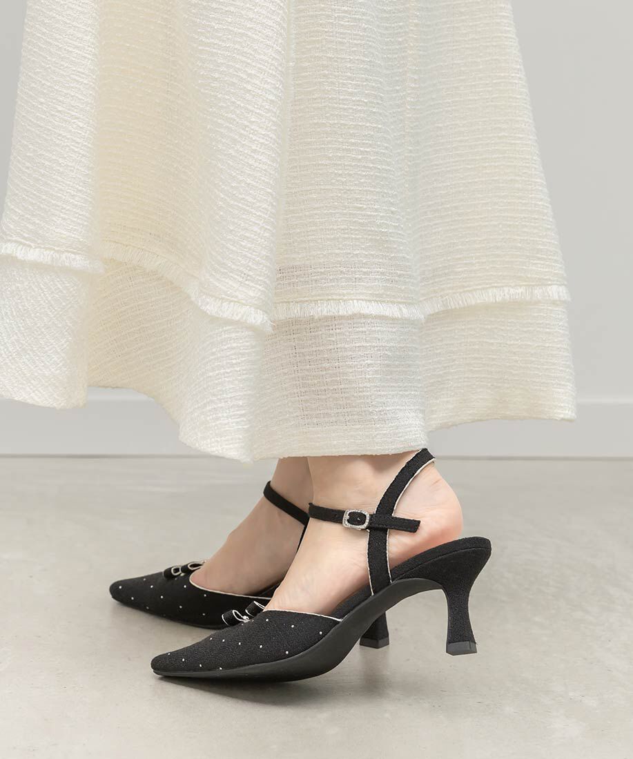  「ミニリボンアンクルストラップパンプス」|パンプス|