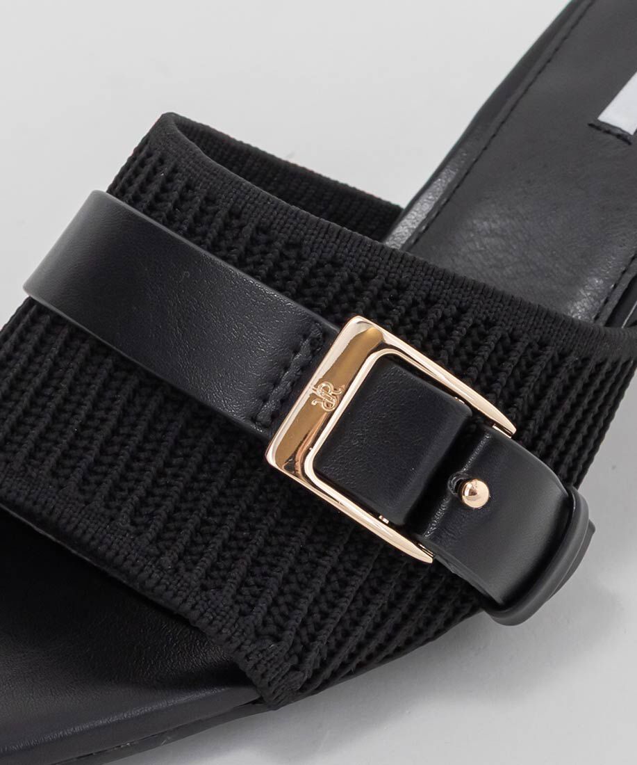  「【SUSTAINABLE】ベルトデザインニットミュールサンダル」|パンプス|