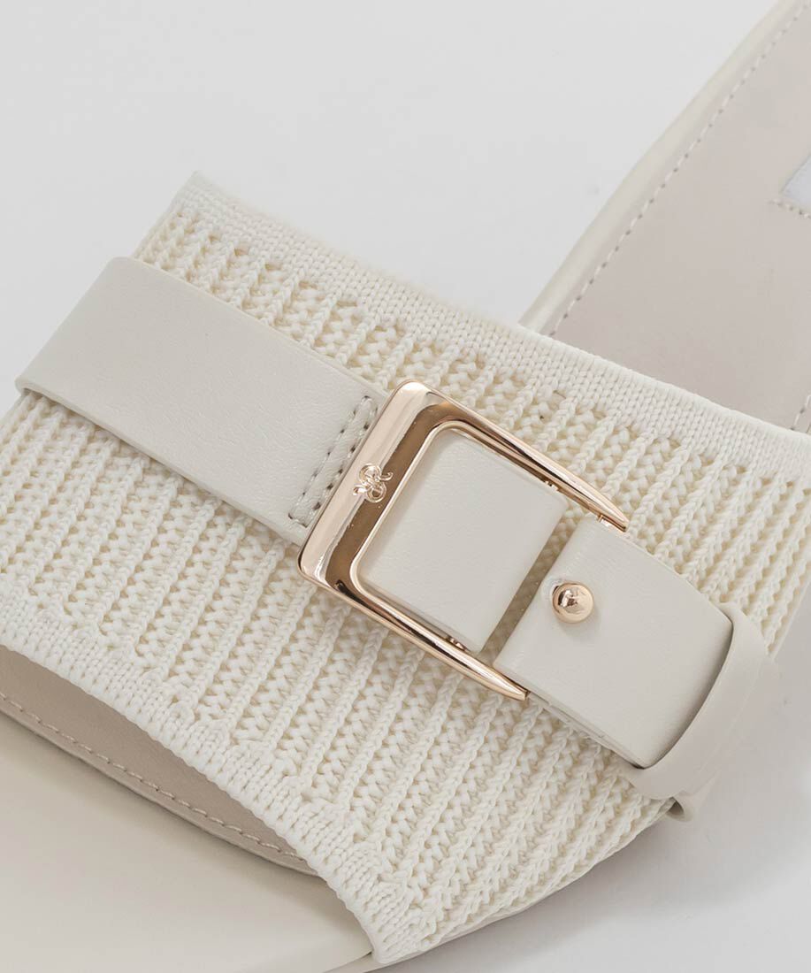  「【SUSTAINABLE】ベルトデザインニットミュールサンダル」|パンプス|