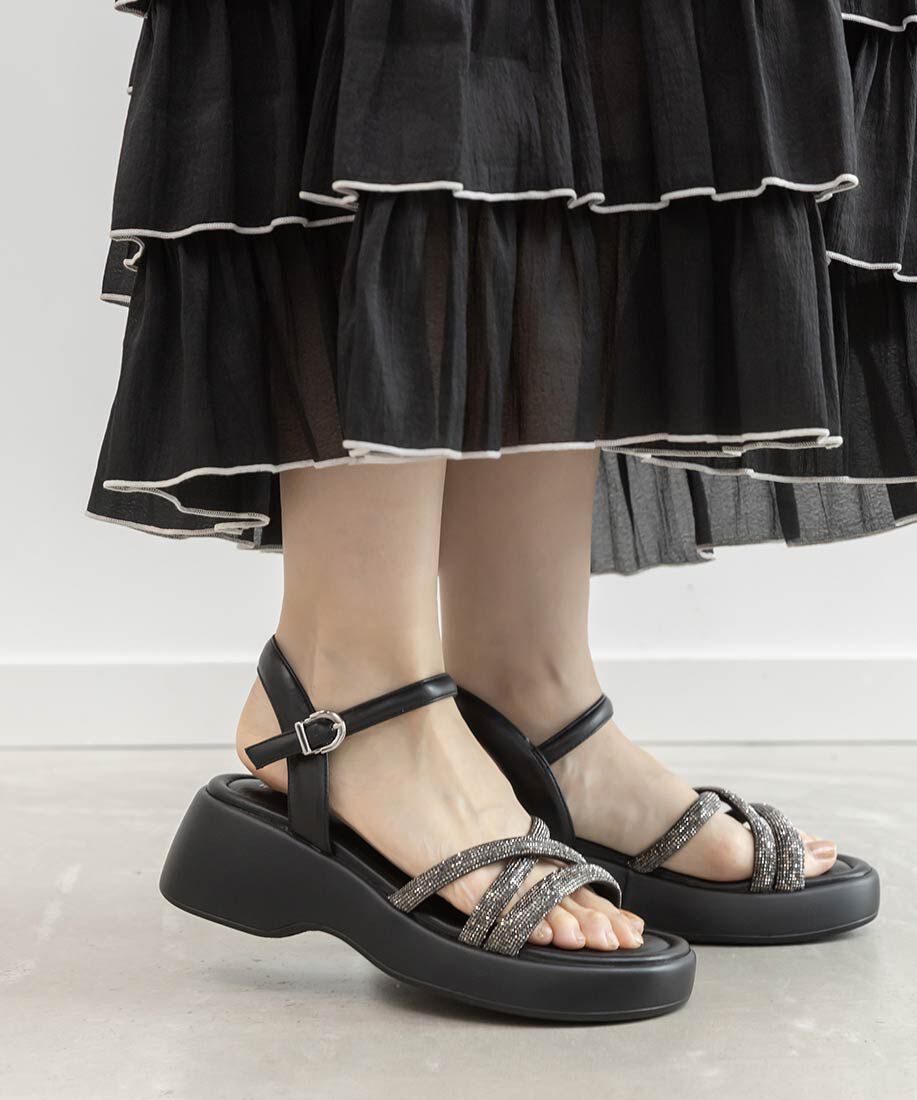  「ビジュークロスストラップスポーツサンダル」|サンダル|