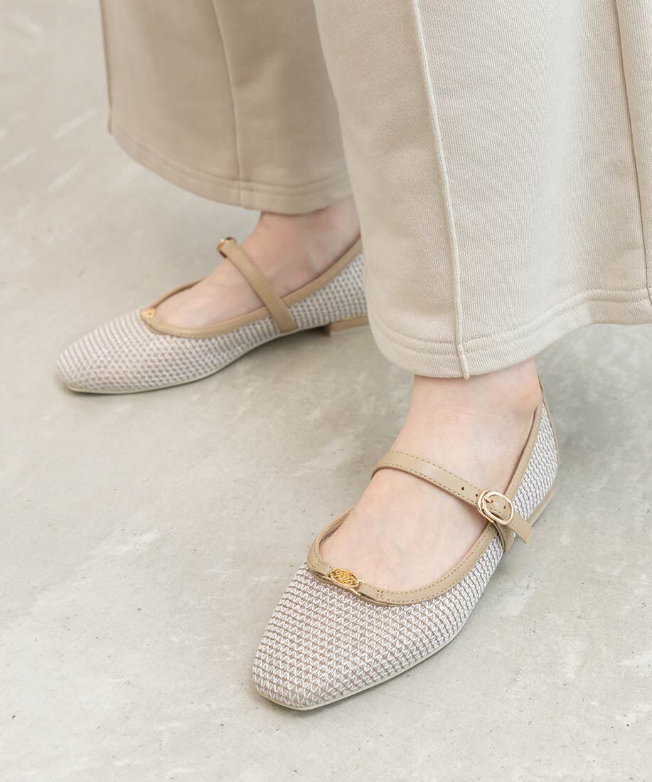  「メッシュメリージェーンフラットパンプス」|パンプス|