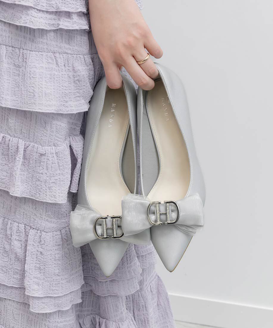  「2WAY シアーシフォンリボンパンプス」|パンプス|シルバー