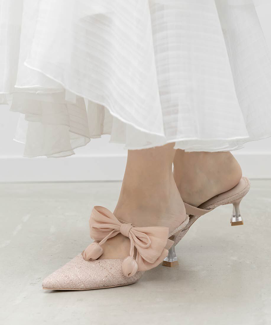  「【Tulip Collection】2WAY チューリップリボンミュールパンプス」|パンプス|