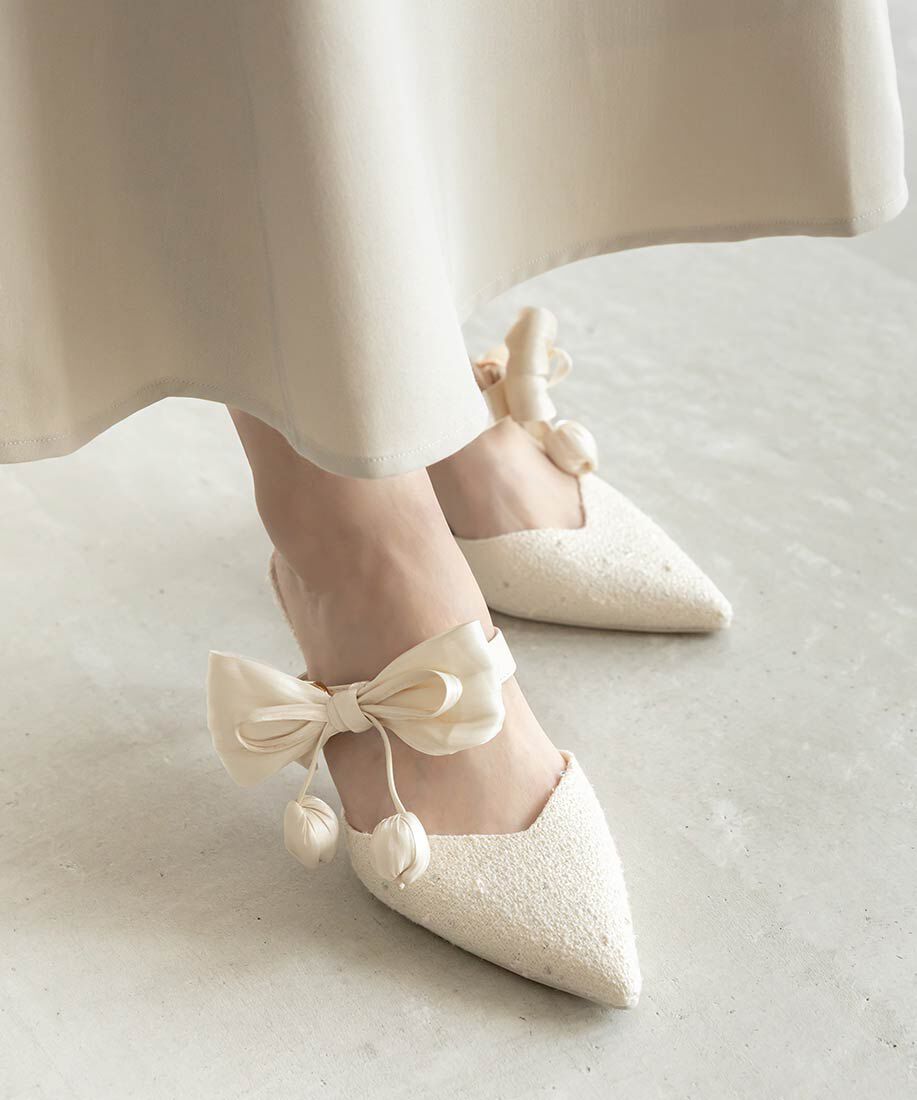  「【Tulip Collection】2WAY チューリップリボンミュールパンプス」|パンプス|