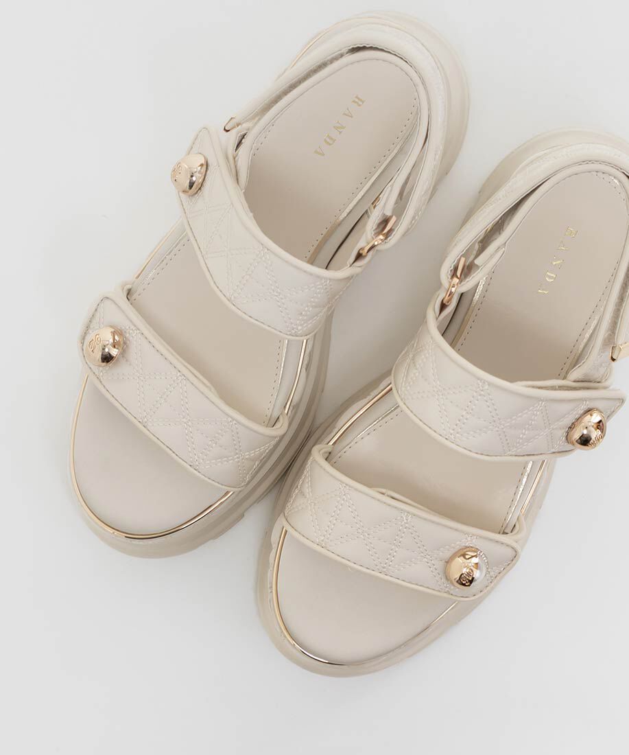  「パールパーツキルティングスポーツサンダル」|サンダル|