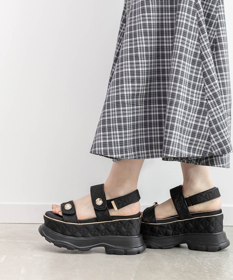  「パールパーツキルティングスポーツサンダル」|サンダル|