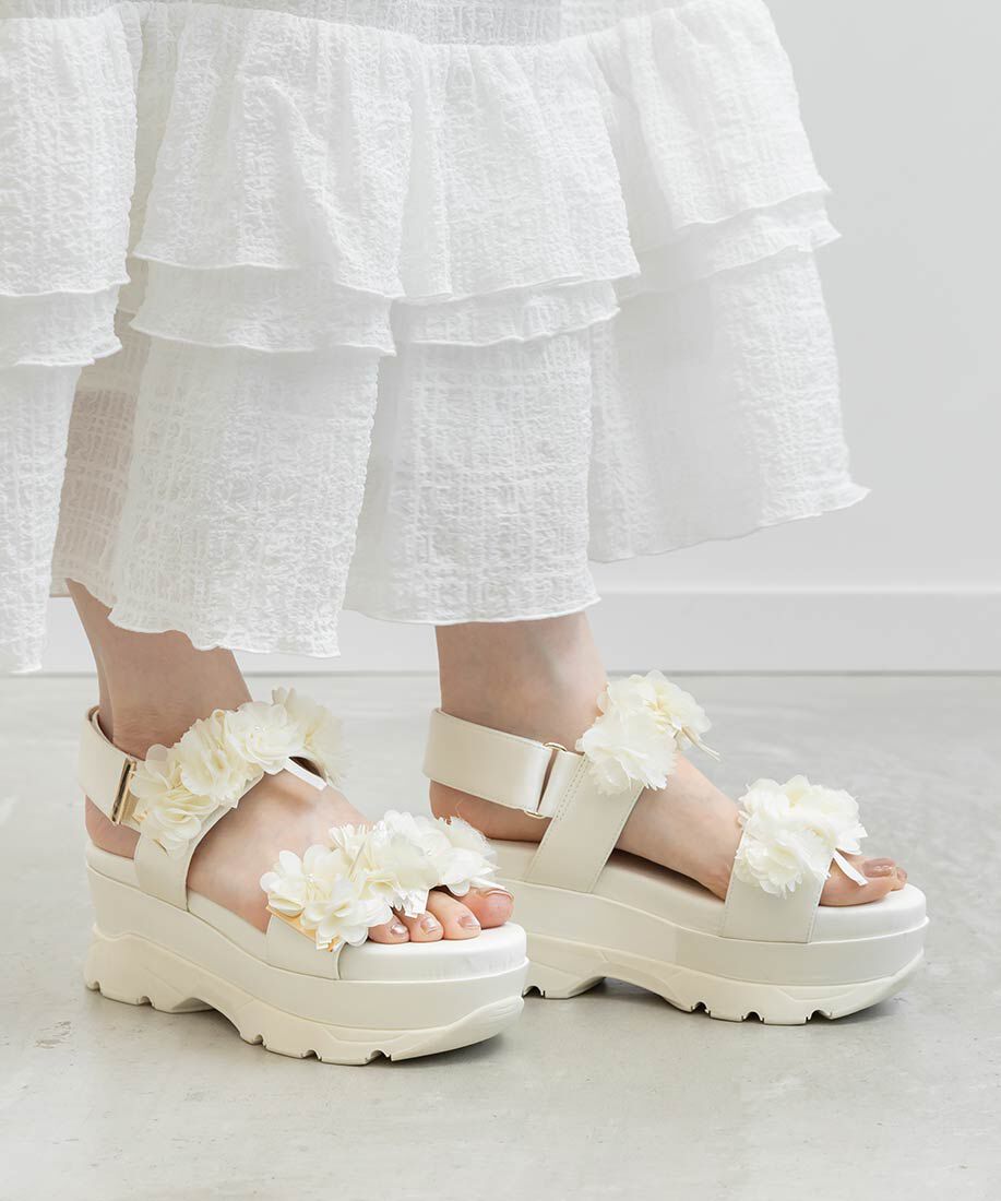  「シアーフラワーベルトスポーツサンダル」|サンダル|アイボリー