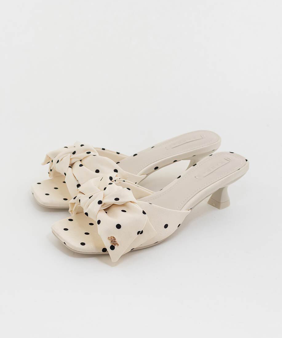  「リボンデザインスクエアトゥミュールサンダル」|パンプス|