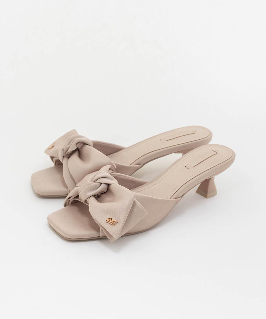  「リボンデザインスクエアトゥミュールサンダル」|パンプス|