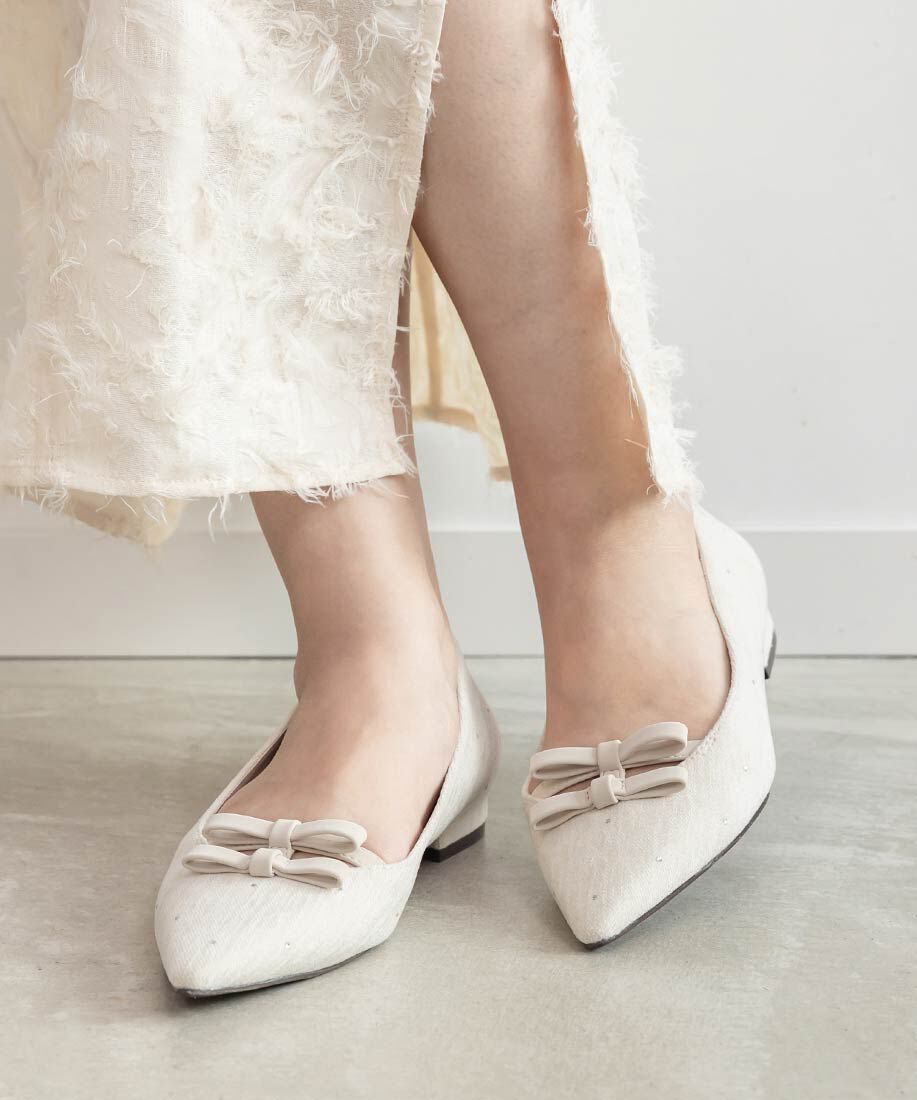  「ミニリボンフラットパンプス」|パンプス|