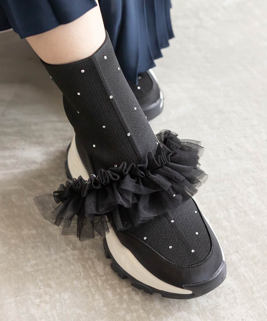  「2WAYビジューニットスニーカー」|スニーカー|