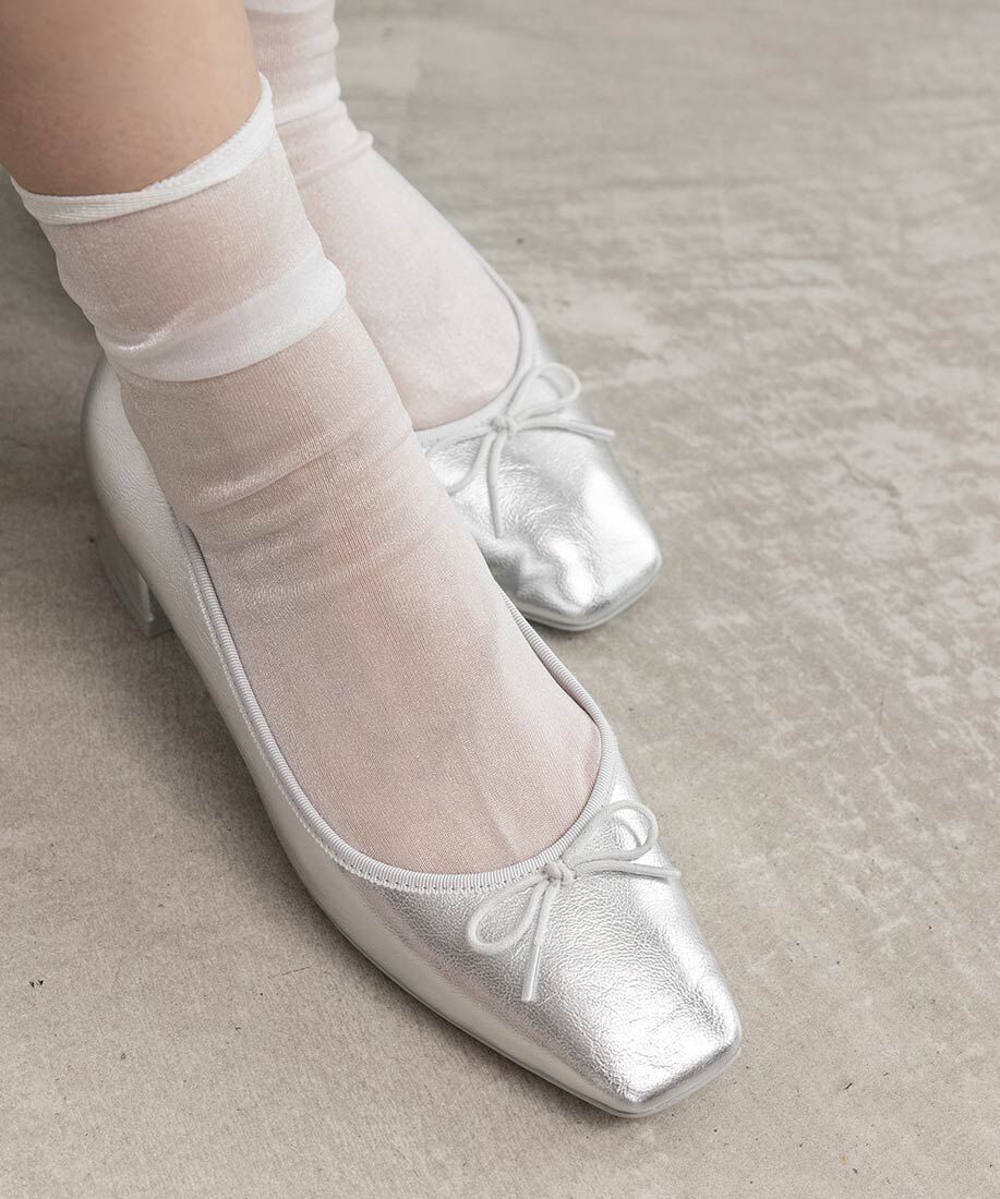  「スクエアトゥヒールアップバレエシューズ」|パンプス|