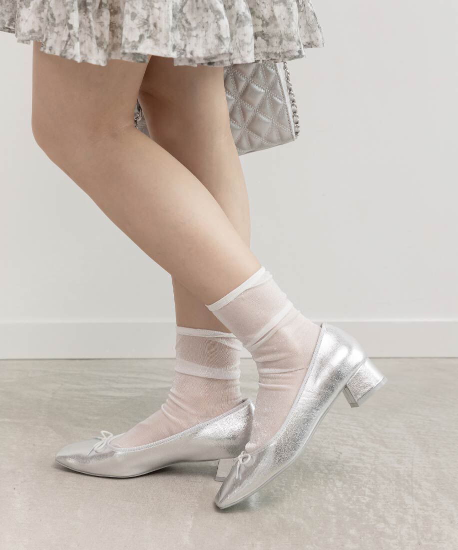  「スクエアトゥヒールアップバレエシューズ」|パンプス|