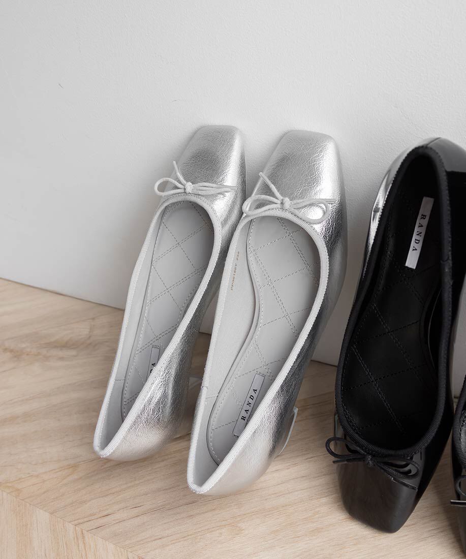  「スクエアトゥヒールアップバレエシューズ」|パンプス|