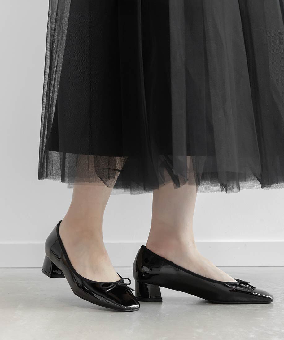  「スクエアトゥヒールアップバレエシューズ」|パンプス|