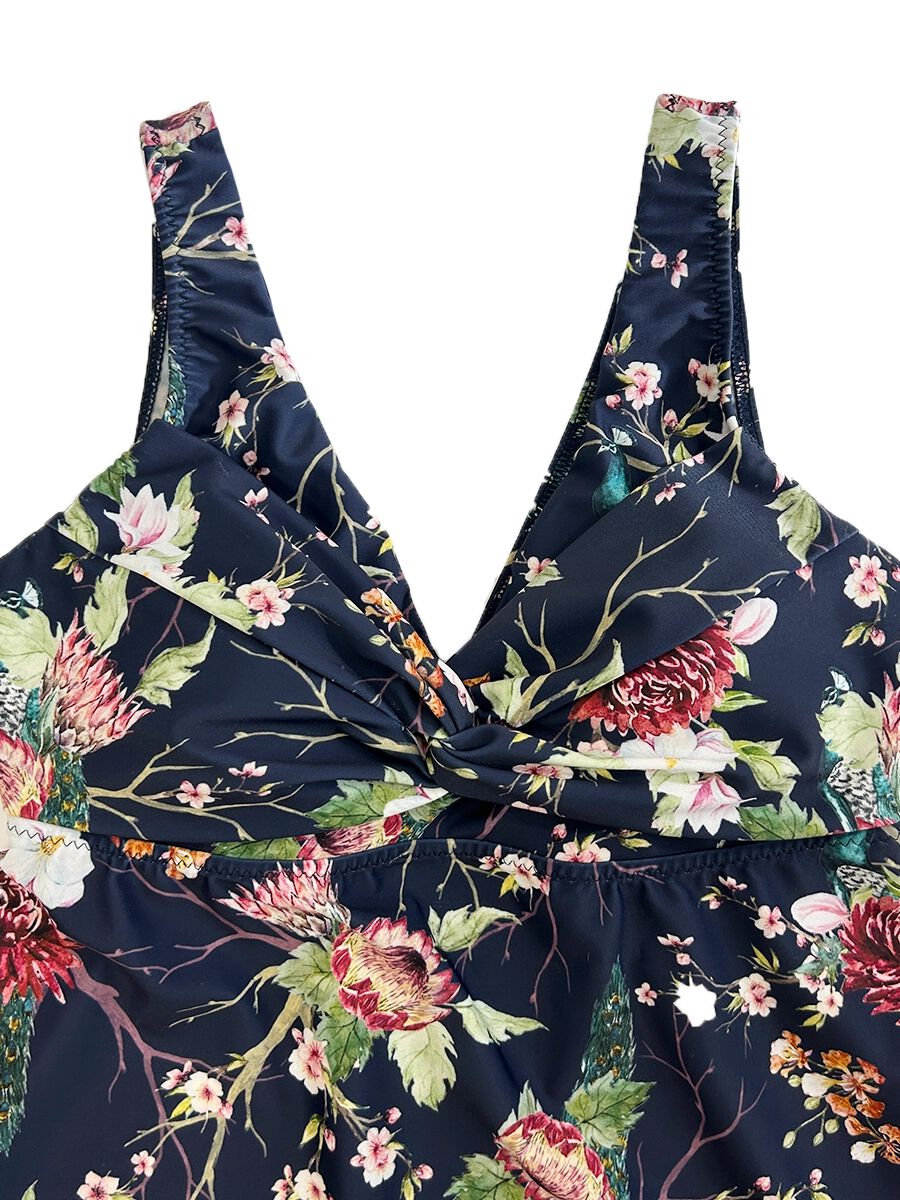 Riberce「【大人水着】ボタニカルVネックキャミソールビキニ」|ビキニ|