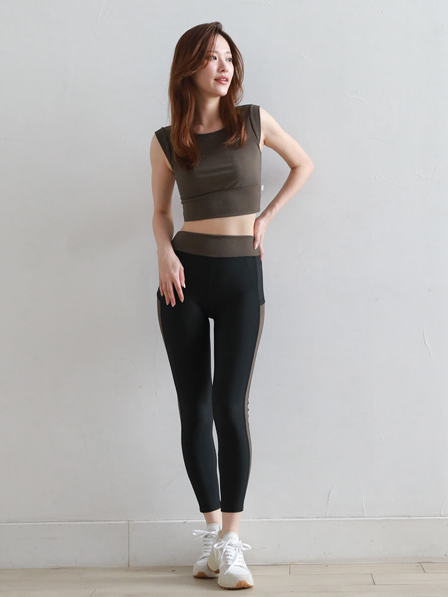 ALBOVE「リブ素材プチスリーブブラトップス」|スポーツ|