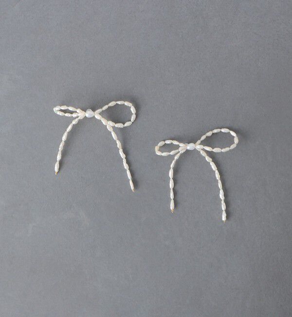 UNITED ARROWS「＜les bonbon＞BOW PRL ピアス」|ピアス|WHITE