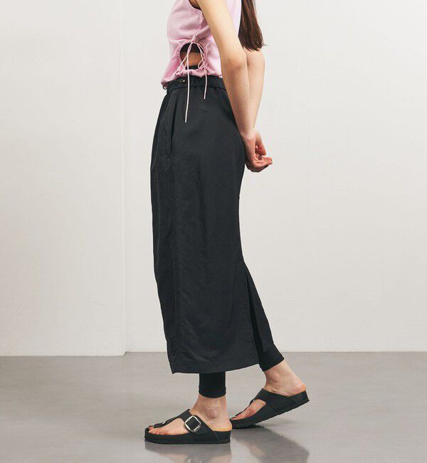 UNITED ARROWS「＜TO UNITED ARROWS＞ナイロンツイル ギャザースカート」|タイト|BLACK