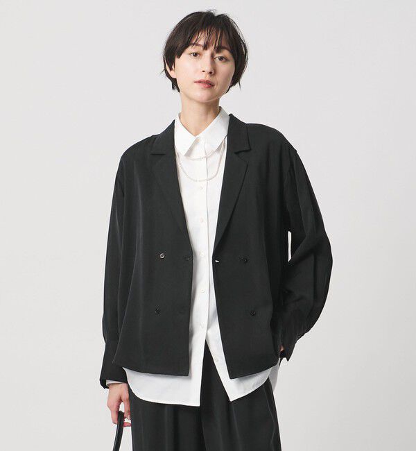 UNITED ARROWS「オープンカラー シャツ ジャケット」|シャツ・ブラウス|BLACK