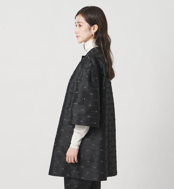 UNITED ARROWS「リボン カットジャガード コート」|ノーカラージャケット|