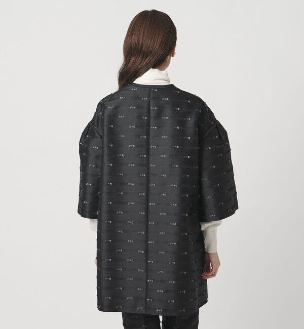 UNITED ARROWS「リボン カットジャガード コート」|ノーカラージャケット|