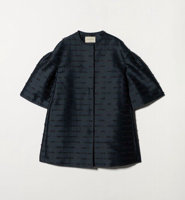 UNITED ARROWS「リボン カットジャガード コート」|ノーカラージャケット|