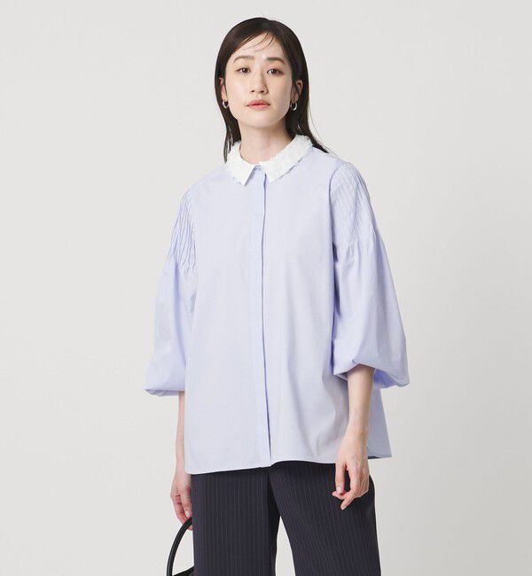 UNITED ARROWS「チュールカラー 2WAY ブラウス」|シャツ・ブラウス|LT.BLUE