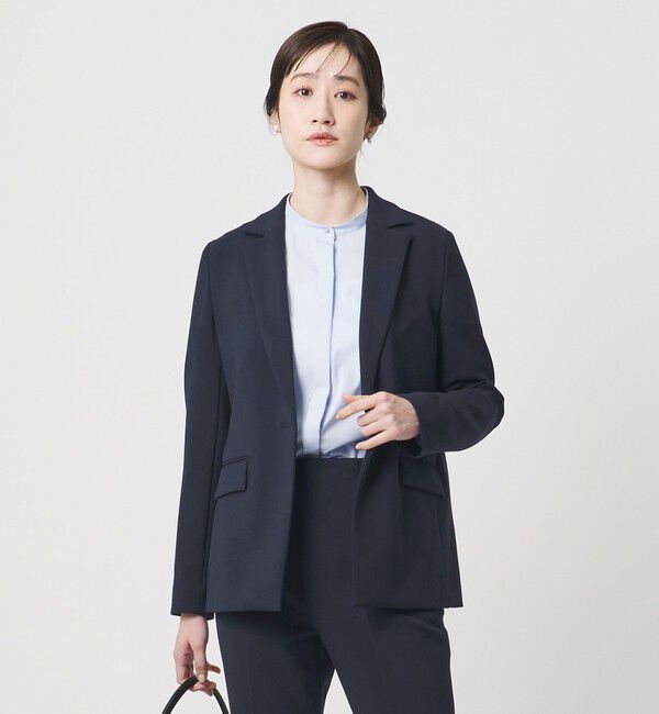 UNITED ARROWS「ダブルクロス ジャケット ‐ストレッチ ウォッシャブル‐」|テーラードジャケット|NAVY