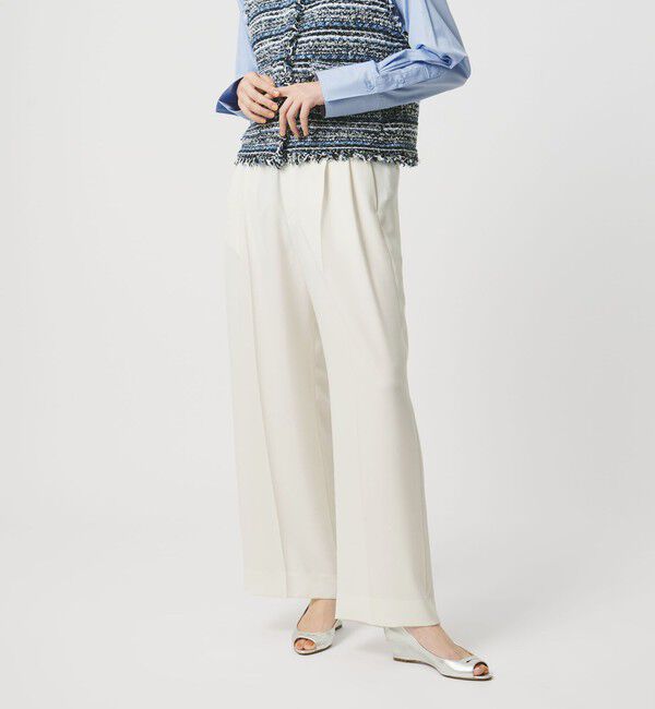 UNITED ARROWS「P 2タック ワイドパンツ WHITE ‐ウォッシャブル‐」|スラックス|