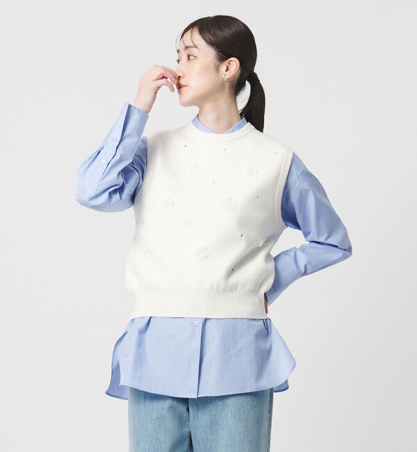 UNITED ARROWS「3D ビジュー ベスト」|ベスト・ジレ|OFF WHITE