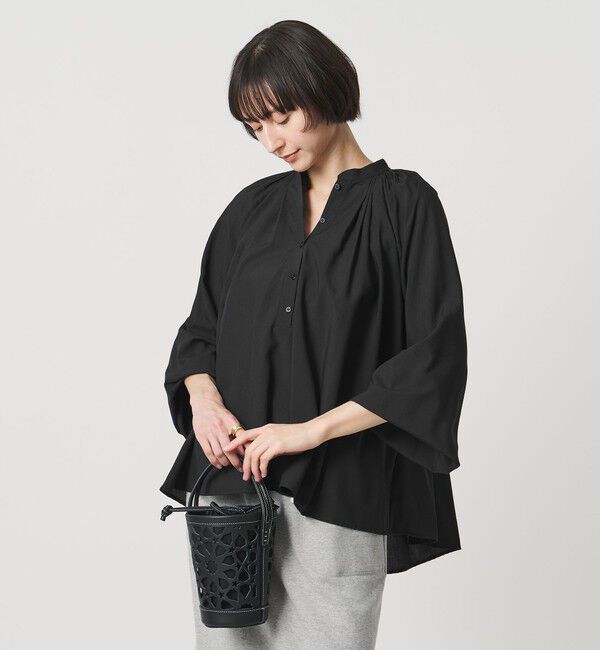 UNITED ARROWS「プリーツ ボリュームスリーブ ブラウス ‐ウォッシャブル‐」|シャツ・ブラウス|BLACK