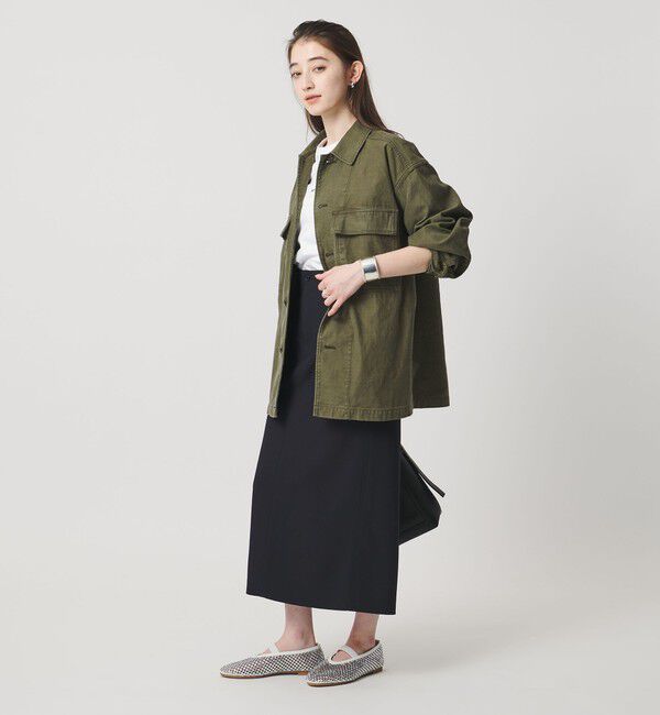 UNITED ARROWS「アセテートポリエステル ベイカースカート」|タイト|