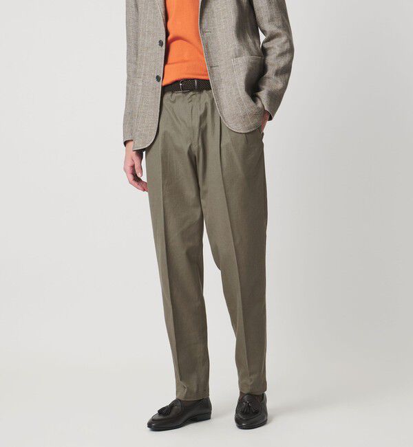 UNITED ARROWS「ツイル カルゼ ２プリーツ キャロット パンツ」|チノ|OLIVE