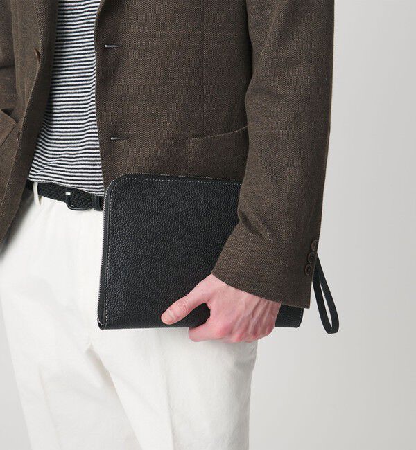 UNITED ARROWS「レザー クラッチバッグ」|クラッチバッグ|BLACK