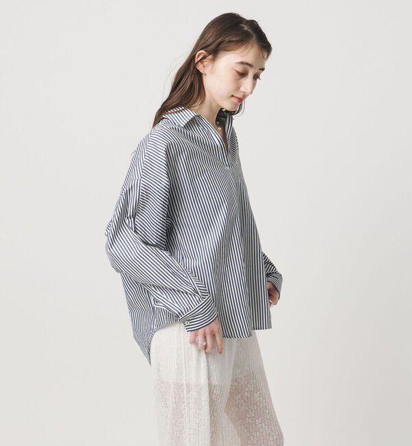 UNITED ARROWS「＜TICCA＞ストライプ スキッパー シャツ」|シャツ・ブラウス|NAVY